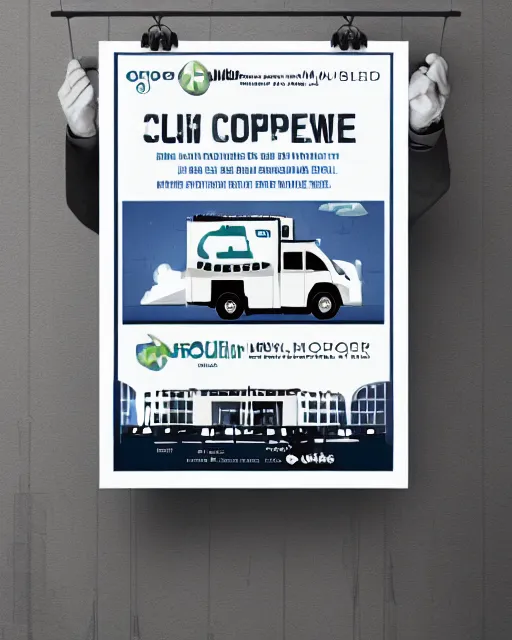 Image similar to advertisement poster for a cooperative vehicle company, modern graphic design, very detailed