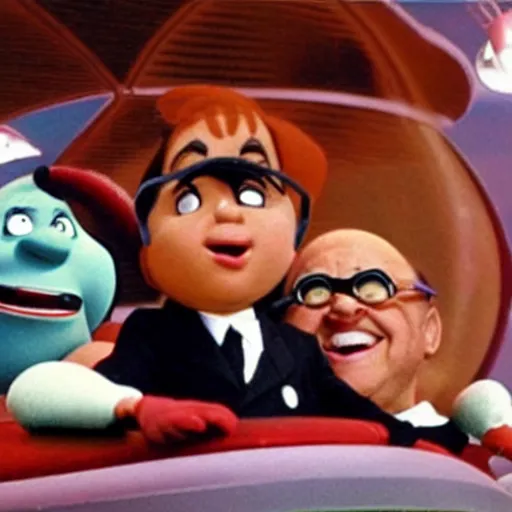 Prompt: A picture of Danny DeVito playing Spacely Sprocket in a live action The Jetsons Movie.