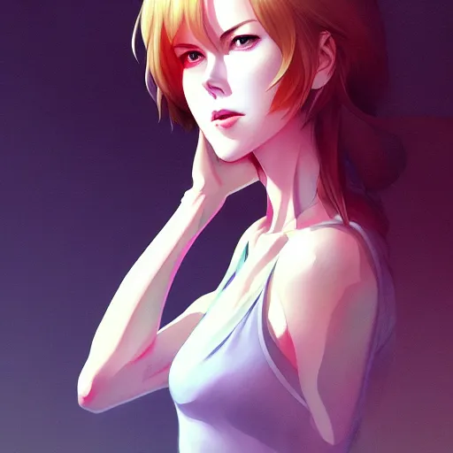 Image similar to nicole kidman, portrait shinkai makoto studio ghibli studio key hideaki anno sakimichan stanley artgerm lau rossdraws james jean marc simonetti elegant highly detailed digital painting artstation pixiv