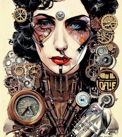 Image similar to portrait of a steampunk queen, by dc comics and sandra chevrier