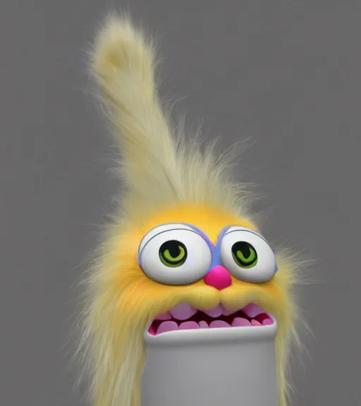 Image similar to Fanart 3D model of a long furby, trending on artstation, cycles render, character bust, For Hire 3D artist, Pixar and Industrial