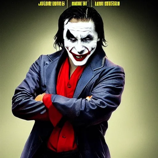 Prompt: jackie chan as joker at film poster