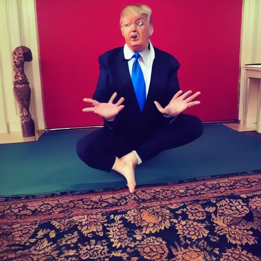 Image similar to donald trump instagram yoga photo shoot