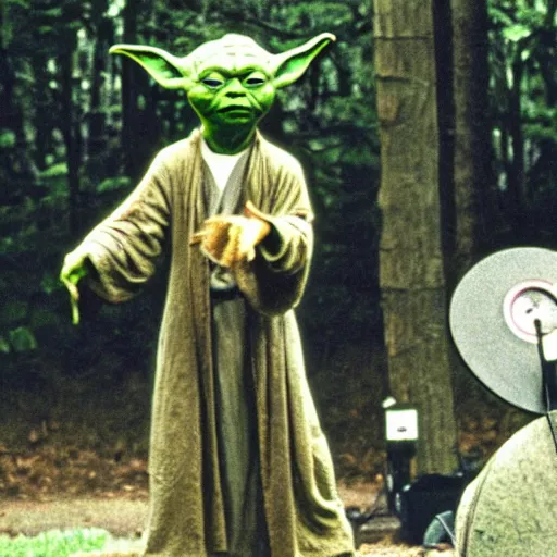 Image similar to yoda performing at woodstock