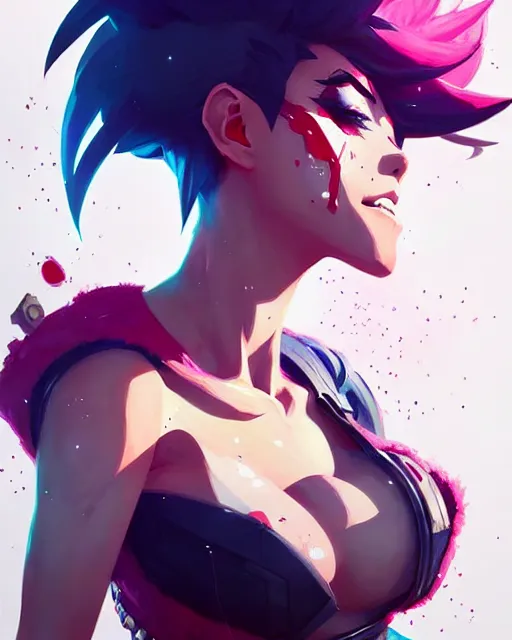 Prompt: a ultradetailed painting of vi from league of legends by conrad roset, greg rutkowski and makoto shinkai trending on artstation