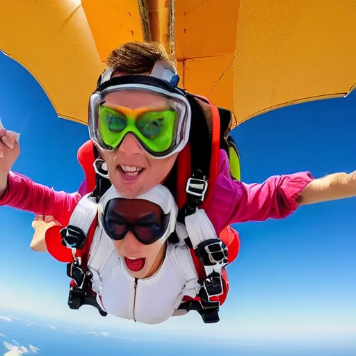 Image similar to skydiving with ice cream cone, 4 k, wide angle, getty images,