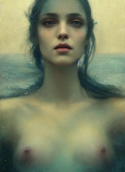 Image similar to underwater and dreaming, back lighting, murky cloudy windy by jeremy lipkin, jesper ejsing, dino valls, rule of thirds, seductive look, beautiful