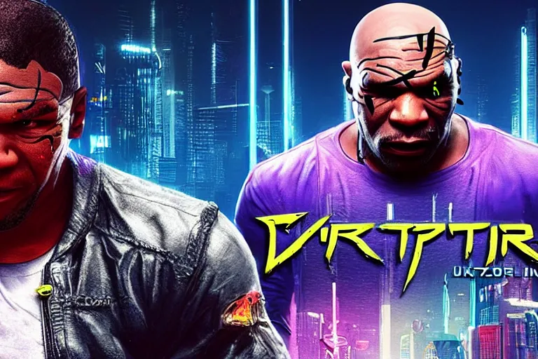 Prompt: mike tyson in cyberpunk 2 0 7 7