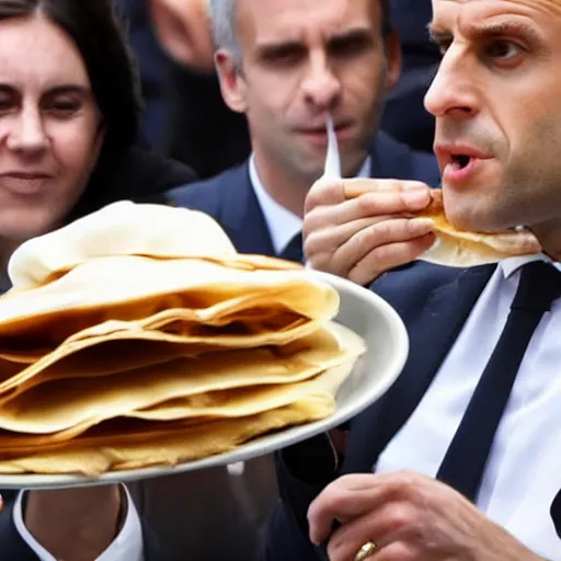 Image similar to emmanuel macron eats a crepe