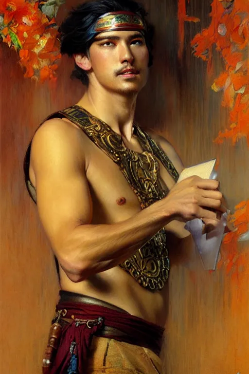 Image similar to male, taoism, painting by gaston bussiere, greg rutkowski, j. c. leyendecker, artgerm