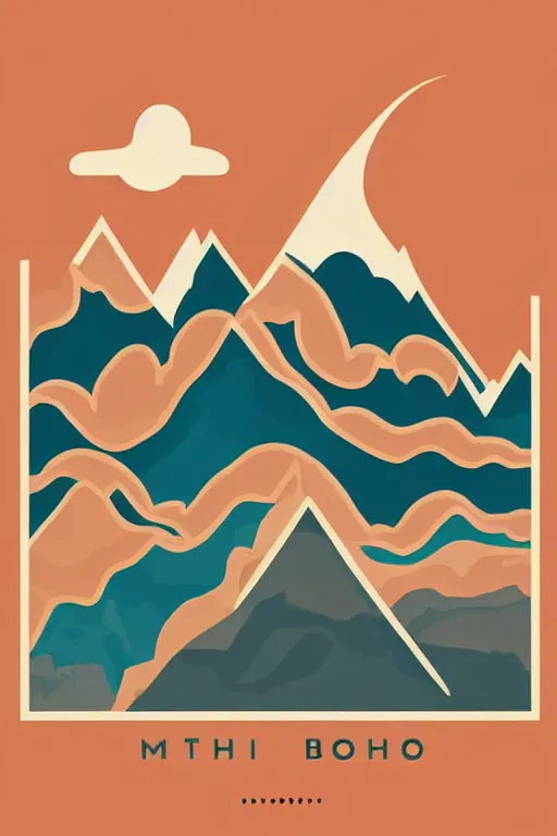 Image similar to minimalist boho style art of large mountains, illustration, vector art