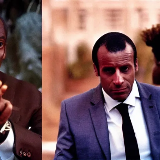 Image similar to African Emmanuel Macron living in the Sahara in American Psycho (1999)