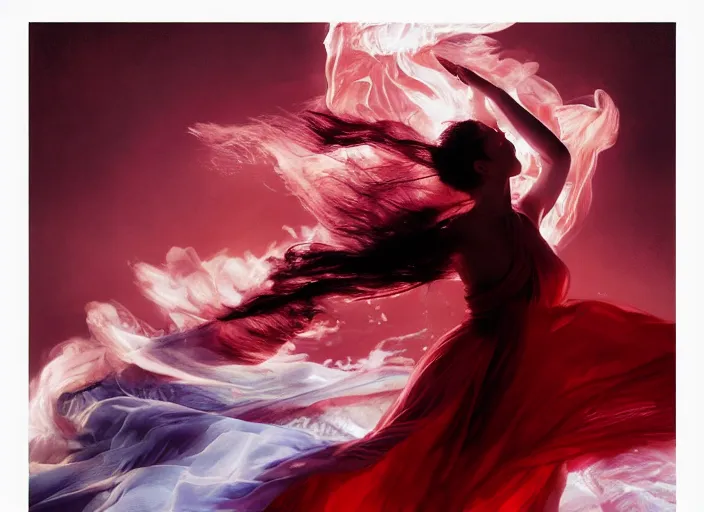 Prompt: a dancer wearing a flowing gown, engulfed in a whirling fire tornado firestorm, emitting smoke and sparks, fantasy, cinematic, fine details by realistic shaded lighting poster by ilya kuvshinov katsuhiro otomo, magali villeneuve, artgerm, jeremy lipkin and michael garmash and rob rey