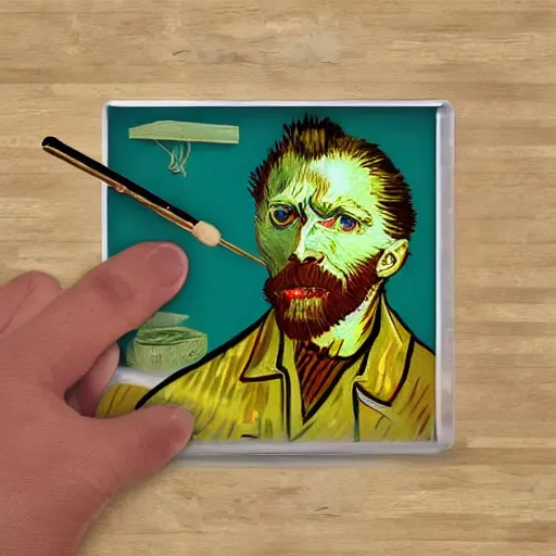 Prompt: van gogh ( gold teeth ) stop motion vinyl action figure, plastic, toy, butcher billy style