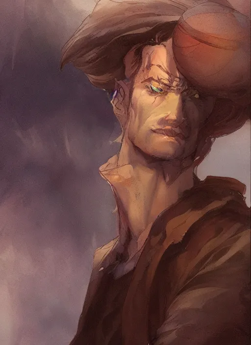 Prompt: a portrait of a male character with his nose cut off in a scenic environment by Ross Tran and by Jesper Ejsing and by Mikalojus Konstantinas Ciurlionis