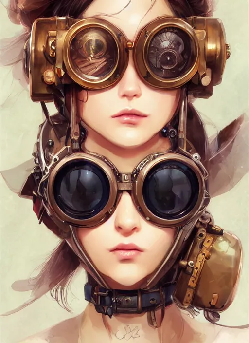 Image similar to girl, steampunk, goggles, pilot, portait, made by stanley artgerm lau, wlop, rossdraws, james jean, andrei riabovitchev, marc simonetti, yoshitaka amano, artstation