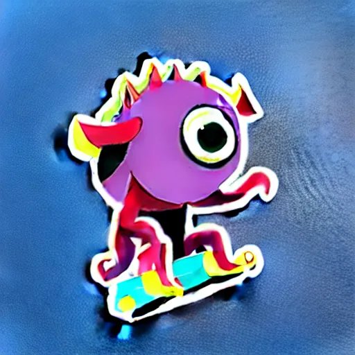 Image similar to cute monster skateboarding, sticker art, cronobreaker, beeple