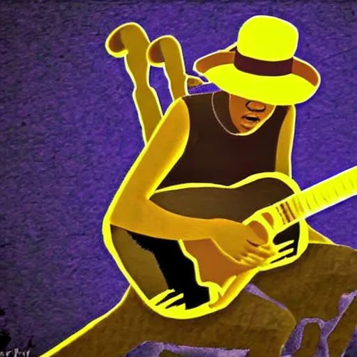 Prompt: robert johnson playing the blues, gta art style