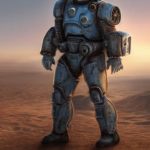 Prompt: professional portrait of Joe Biden wearing fallout power armor in a desert, 8k, cinematic,