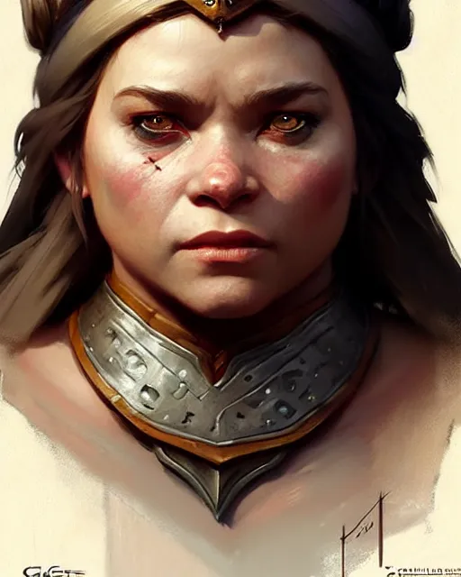 Image similar to a female dwarf chieftes | | realistic shaded, fine details, realistic shaded lighting poster by greg rutkowski, magali villeneuve, artgerm, jeremy lipkin and michael garmash and rob rey