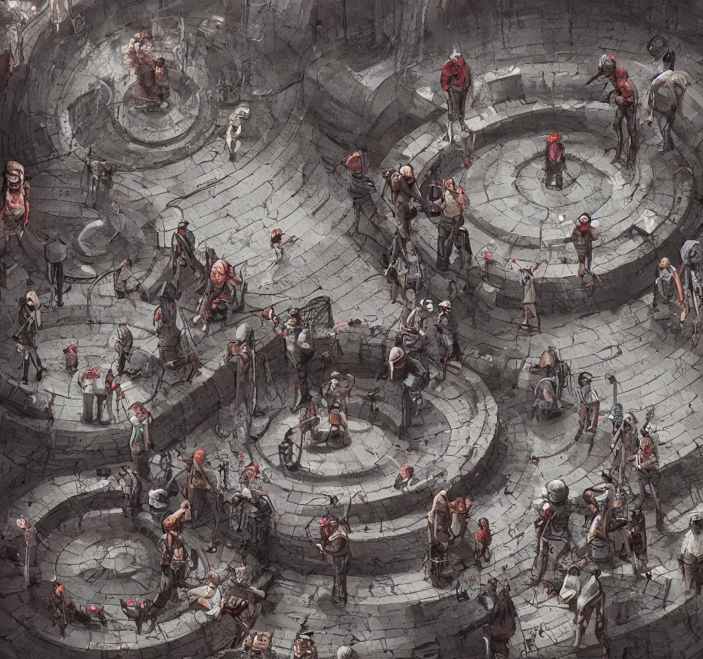 Prompt: People in a sewer labyrinth, artstation