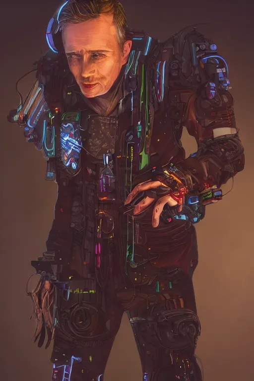 Prompt: manfred clynes as a cyberpunk cyborg