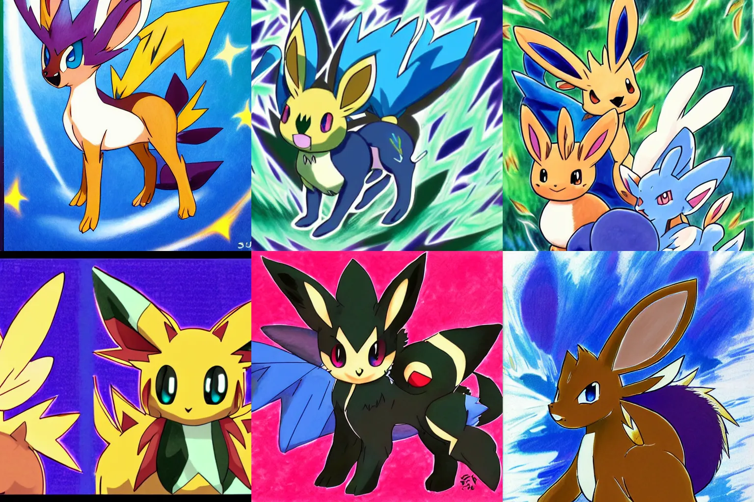 Prompt: new eeveelution, original artwork by Ken Sugimori