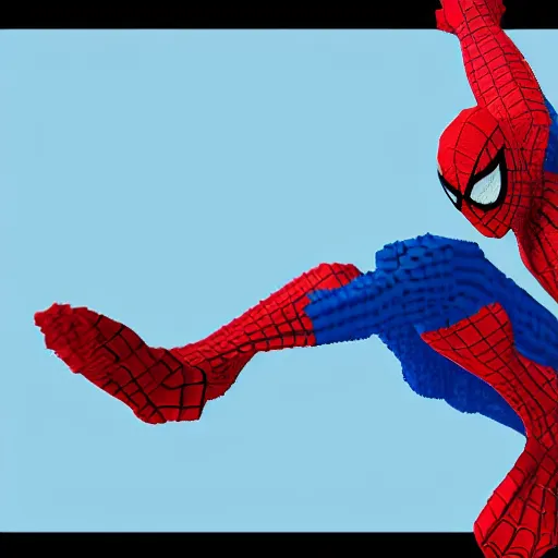 Prompt: Spiderman 3D voxel