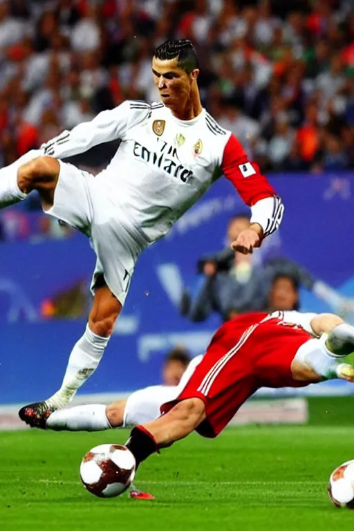 Image similar to cristiano ronaldo kicking putin in the balls