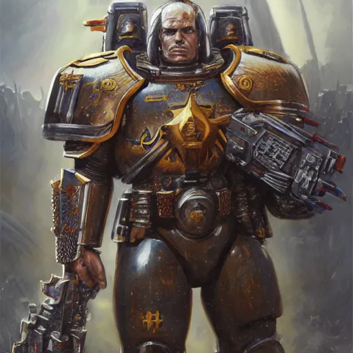 Image similar to Henry Cavill as a space marine Primarch, warhammer 40k, closeup character portrait art by Donato Giancola, Craig Mullins, digital art, trending on artstation