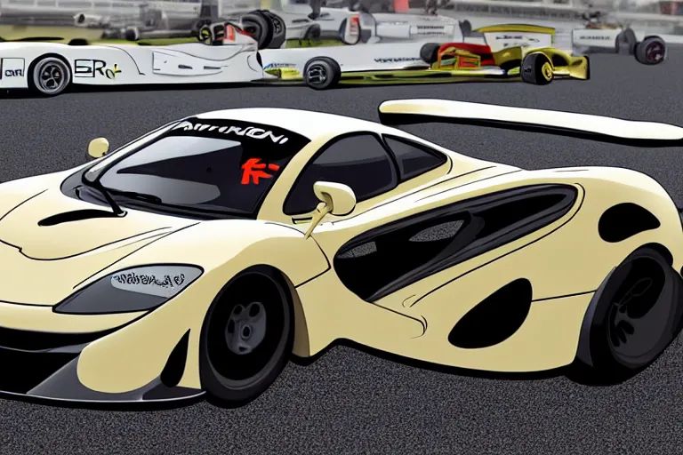 Image similar to cute cartoon McLaren F1, 8k,