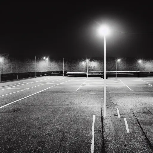 empty parking lot with one street light, liminal | Stable Diffusion