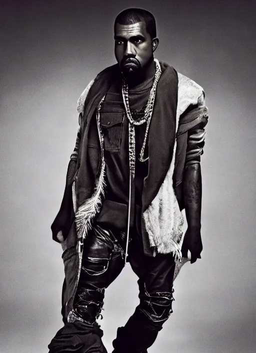 Image similar to kanye west styled by nick knight, annie leibovitz, posing, style, vogue magazine, highly realistic. high resolution. highly detailed. dramatic. 8 k. 4 k.