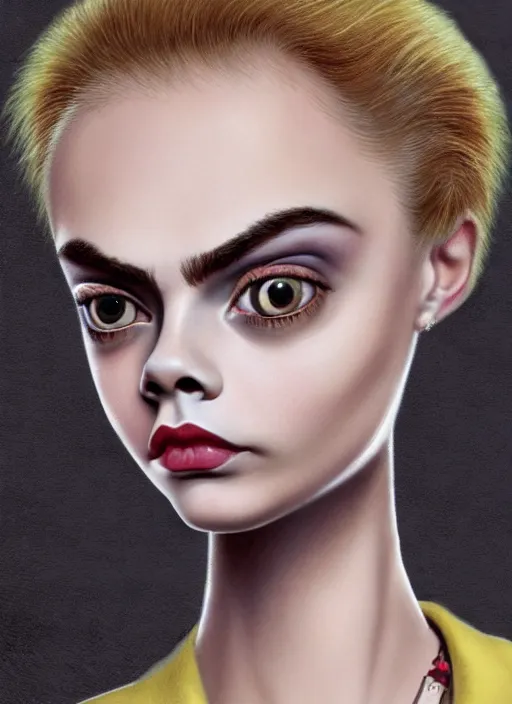 Image similar to cara delevingne as a mark ryden doll, detailed digital art, trending on Artstation