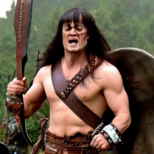 Image similar to dwight shrute as conan the barbarian