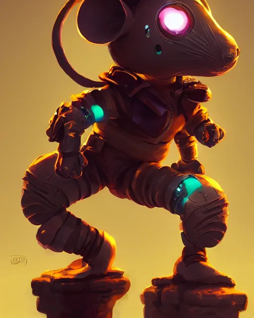 Prompt: a tiny mouse with a huge power glove, bust shot, smooth, intricate, elegant, power aura, digital painting, artstation, concept art, sharp focus, illustration, art by justin gerard and josan gonzalez, high contrast