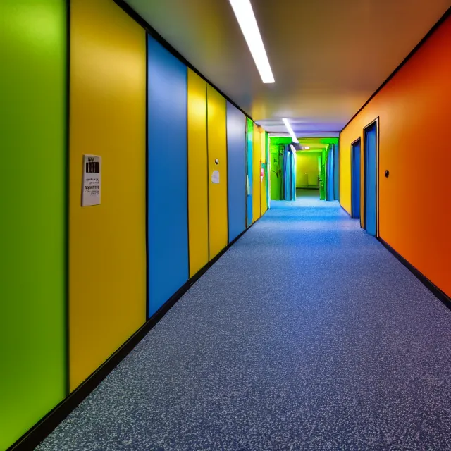 Image similar to endless corridor where the floor is made of a ball pit, highly detailed, 8 k, hdr, smooth, sharp focus, high resolution, award - winning photo
