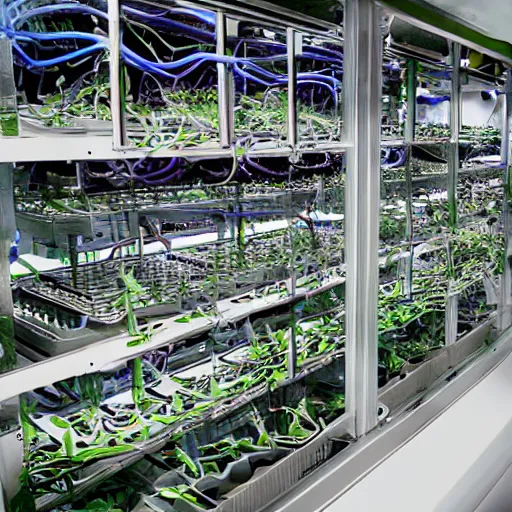 Image similar to inside the plant micro biocomputer, organic, , realistic