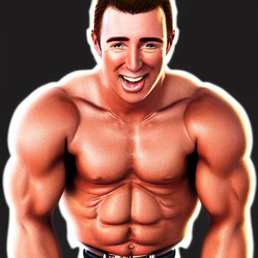 Image similar to concept art of billy herrington from Gachimuchi full round face, short smile, golden hour, medium shot, mid-shot, highly detailed, trending on Artstation, Unreal Engine 4k