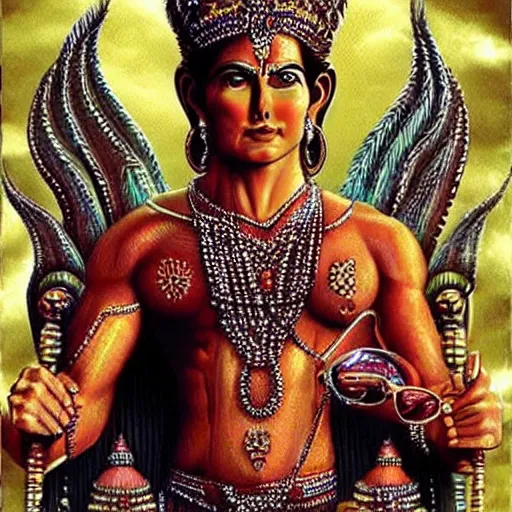 Prompt: hyperrealistic artwork depiction of Tom Cruise as the Hindu God Vishnu