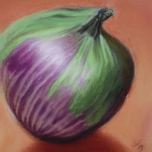 Image similar to onion crying pastel oil painting