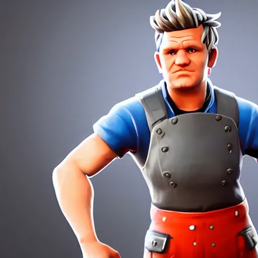 Image similar to gordon ramsay as fortnite character, gameplay screenshot