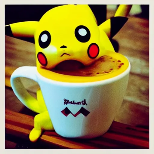 Prompt: “ pikachu drinking coffee monday morning feeling bleh ”