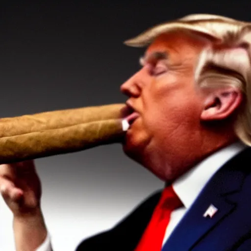 Prompt: a photo of donald trump smoking a cigar