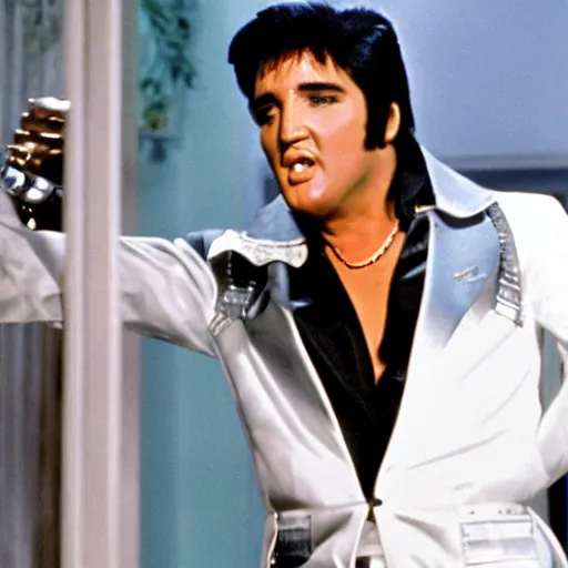 Image similar to elvis as tony montana in scarface