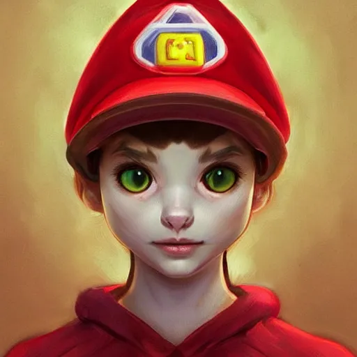 Image similar to Portrait of a Cat dressed as Super Mario, Mario hat, kawaii aesthetic, nintendo, highly detailed, digital painting, artstation, concept art, smooth, sharp focus, illustration, art by artgerm and greg rutkowski and alphonse mucha