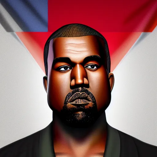 Prompt: Depiction of Kanye West as a Russian President, Russian flag on the background, happy Kanye, extremely detailed eyes, fantastic details, full face, mouth, trending on artstation, pixiv, cgsociety, hyperdetailed, Unreal Engine, 4k, 8k ultra HD, Stanley Artgerm Lau, Ross draws, James Jean Marc Simonetti Ruan Jia, Mandy Jurgens, Artgerm and William-Adolphe Burger Sakimichan