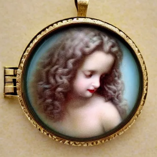 Image similar to sad old end of light, the dying rays peek through shining palace of hair; this locket a symbol of your love whose necklace frames lovingly a soft cherub face, the only beauty you wish would have left too soon to be remembered only in an idealized past. oh woe is you, no? woe is who?