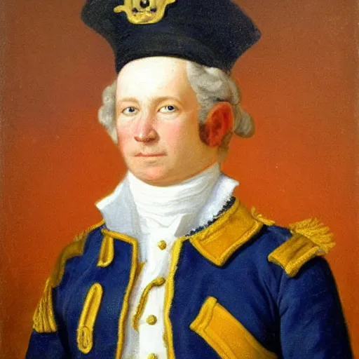 Image similar to A portrait of the Swedish war hero, naval officer Erik Hare, who is a rabbit, oil painting from 1787