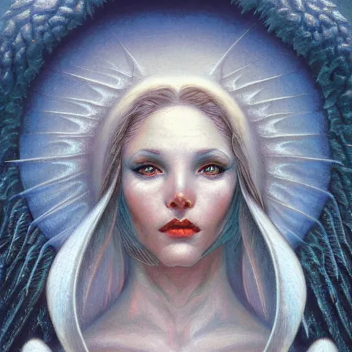 Image similar to portrait of a frost angel, by gerald brom.